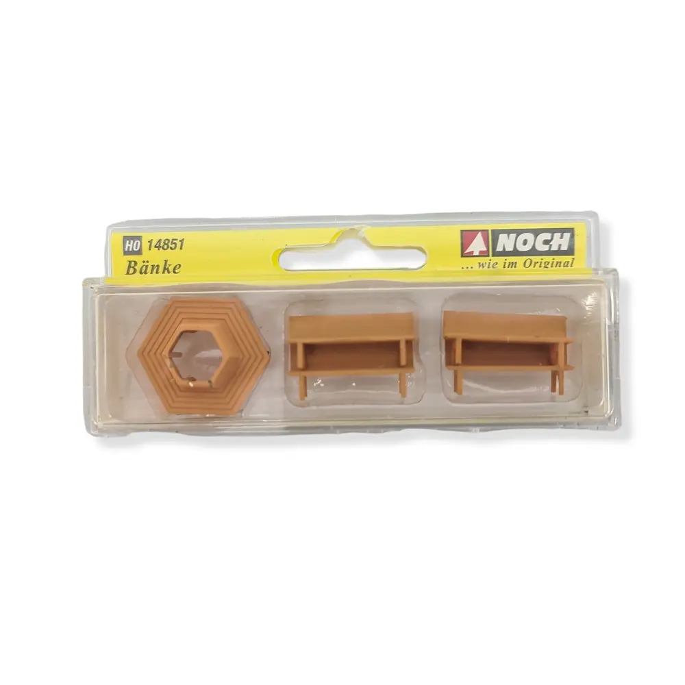 Lot de 5 bancs dont 1 banc hexagonal - NOCH 14851 - HO 1/87 - 2