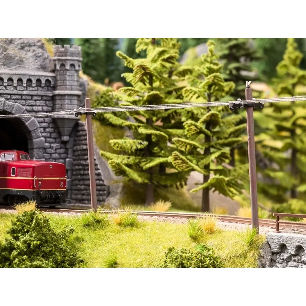 Pack de 4 poteaux télégraphiques Noch 13160 - HO 1/87 - avec câble - 3