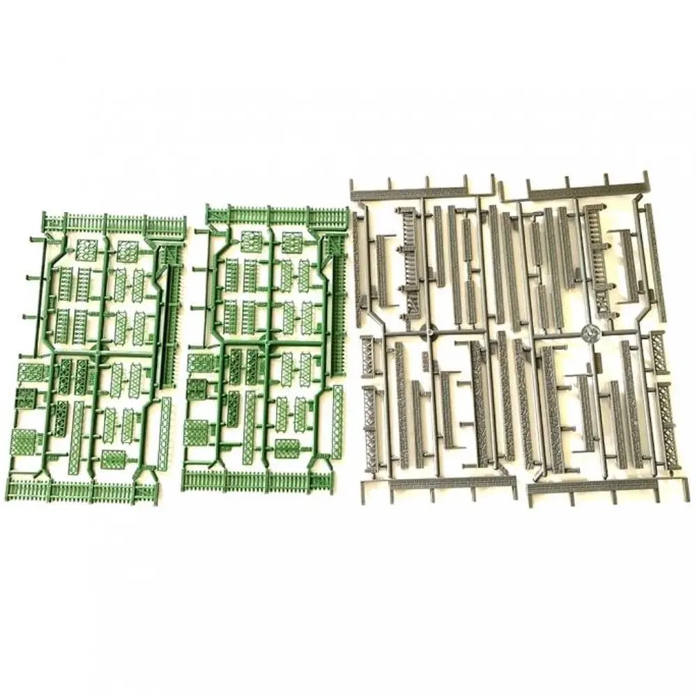 Maquette clôture de jardin livrée verte et grise - MKD 2022 - HO 1/87 - - 2