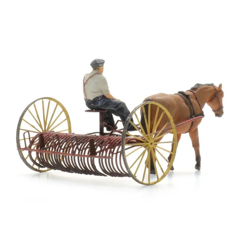 Râteau à Foin avec Cheval + Figurine - Artitec 387.609 - HO 1/87  - 4