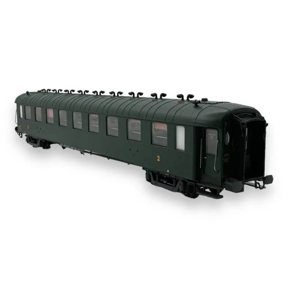 Voiture OCEM seconde classe B9 livrée verte châssis gris, toit et bouts verts avec marquage 1964 - Models World 40206 - HO : 1/87  - 2