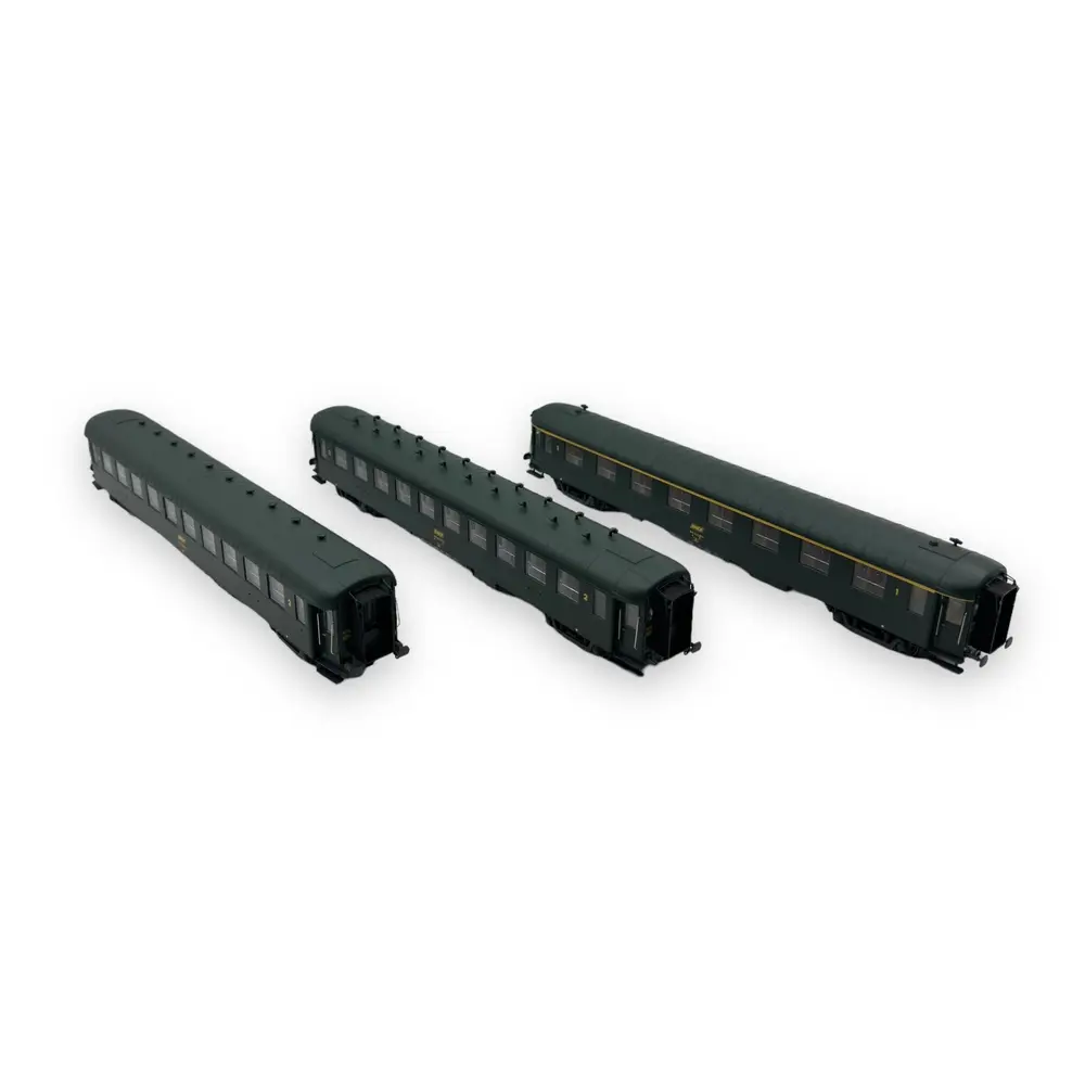Set de 3 voitures voyageurs OCEM parois-lisses A8 / B10 / B10 - Models World 40943 - HO 1/87 - SNCF - Ep IV - 2R - 2