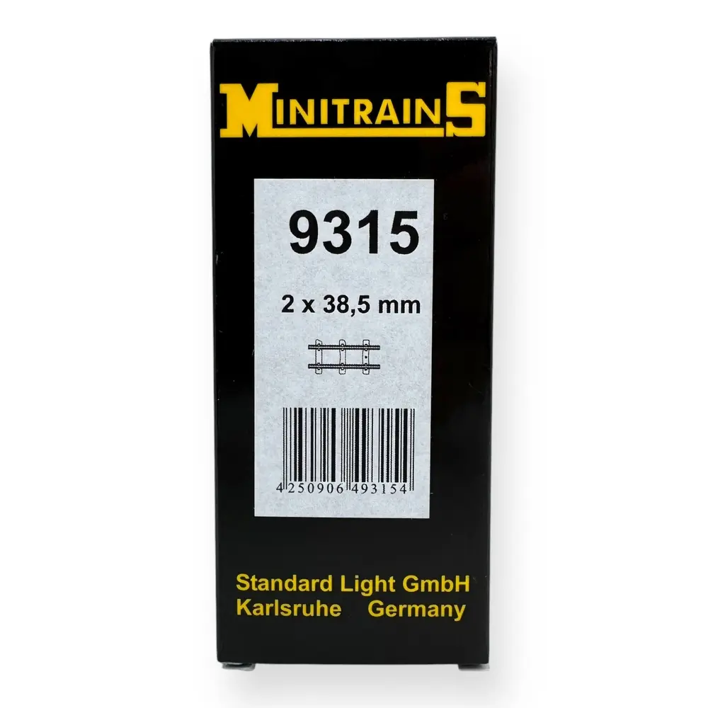 2 rails droits de 38,5 mm - Minitrains 9315 - HOe 1/87 - 3