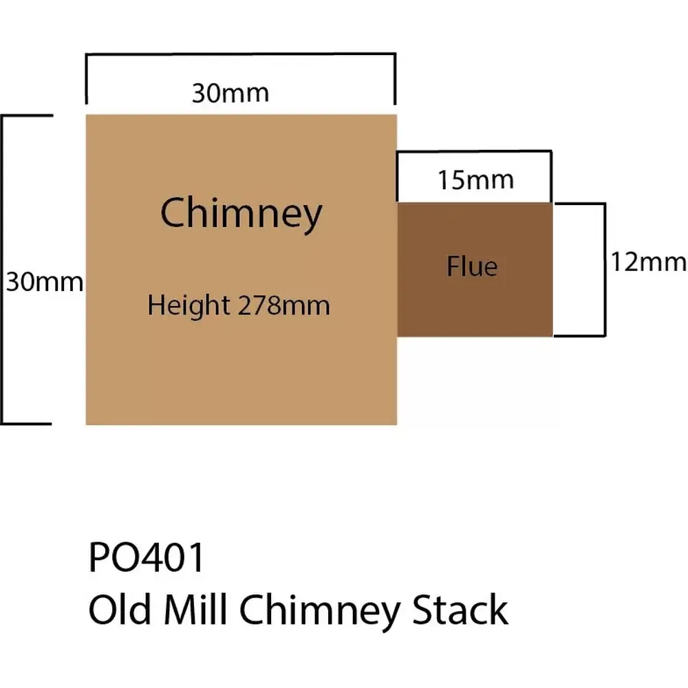 Cheminée d'un ancien moulin - Metcalfe PO401 - OO/HO - 3