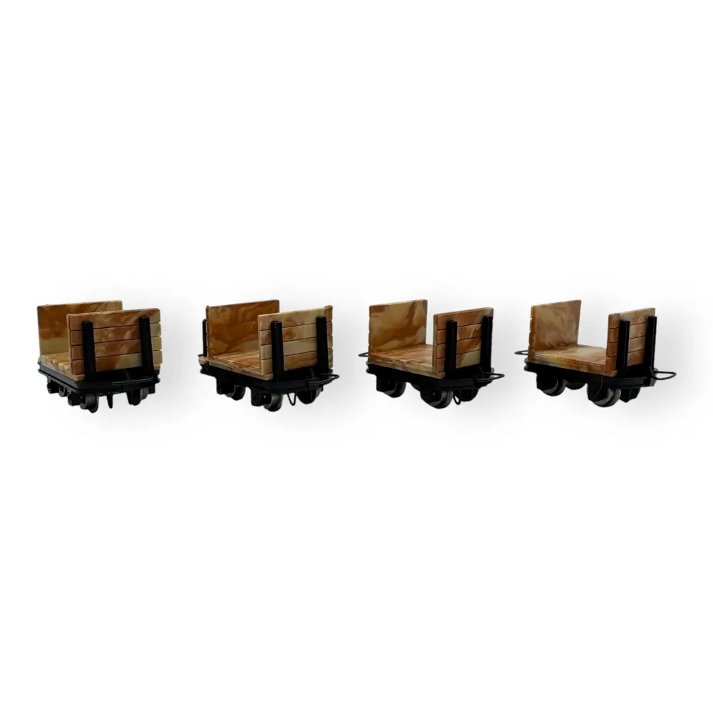 Lot de 4 wagons de chargement, 2 avec et 2 sans frein - Minitrains 3114 - HOe 1/87 - 2