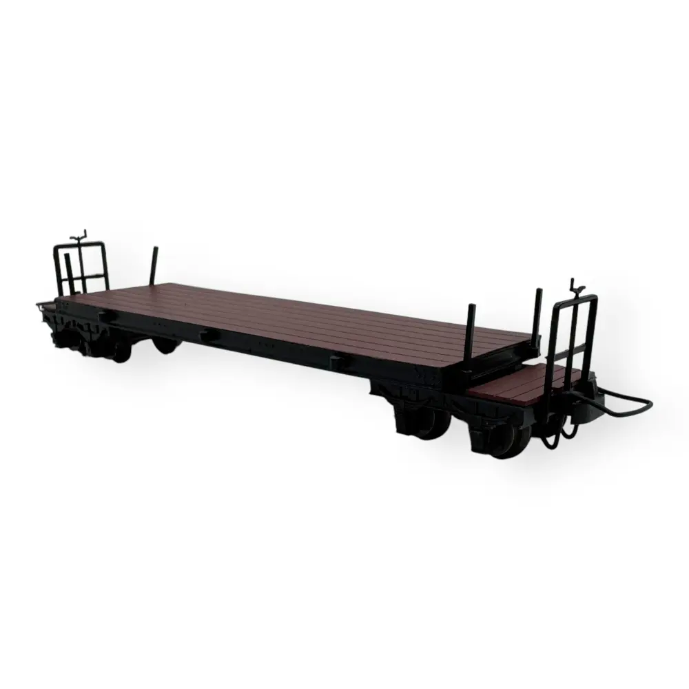 Wagon plat brun à bogies, avec manette de frein - Minitrains 5138 - HOe 1/87 - 2R - 2