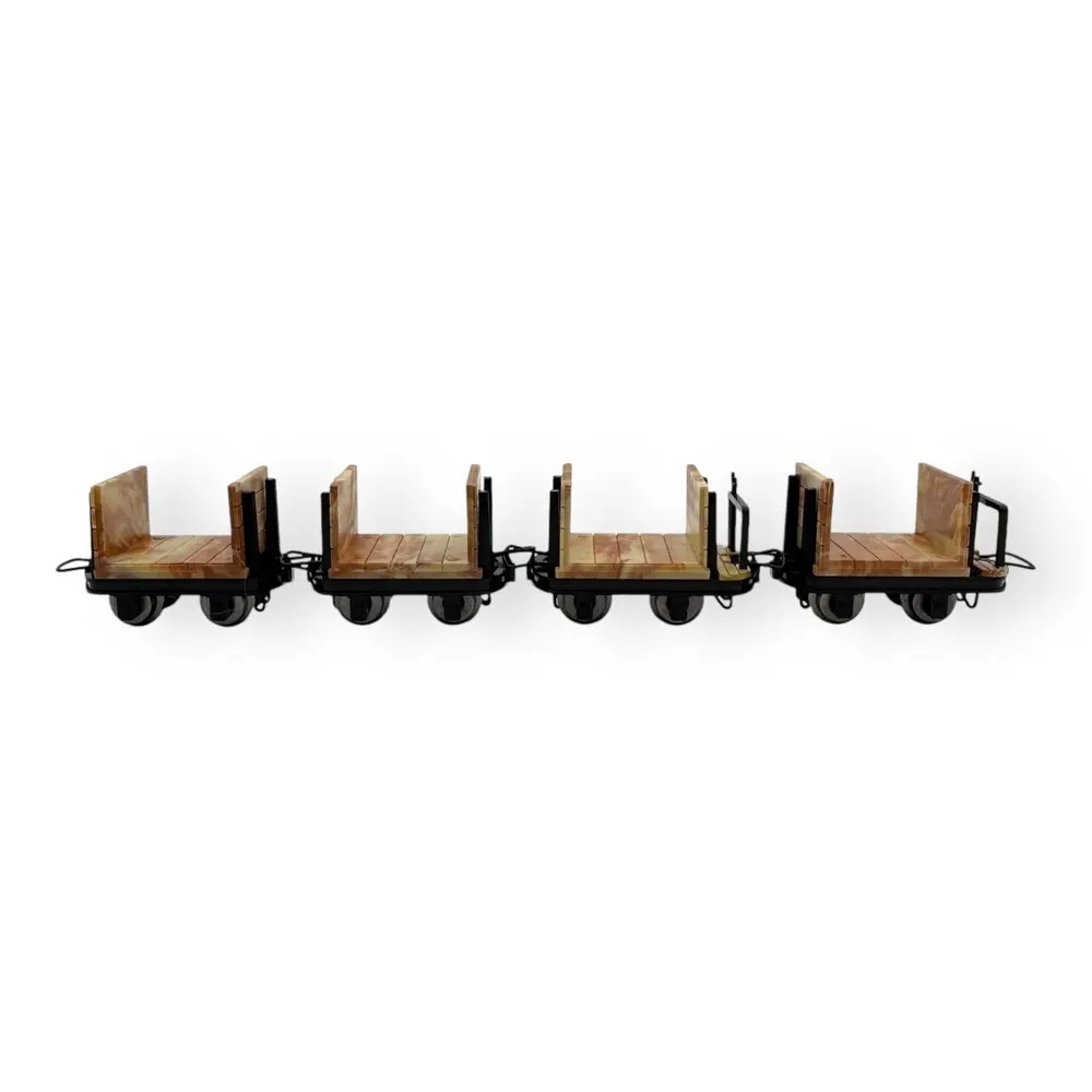 Lot de 4 wagons de chargement, 2 avec et 2 sans frein - Minitrains 3114 - HOe 1/87 - 3