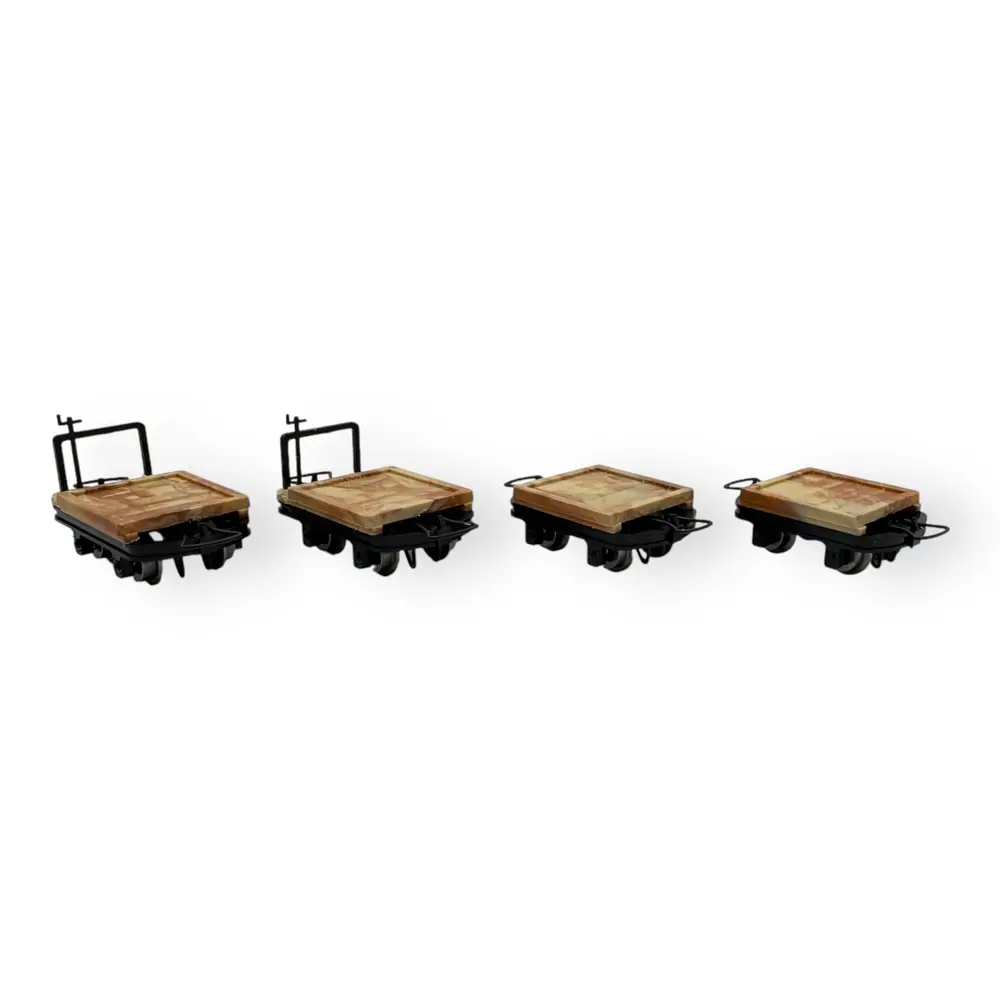 Lot de 4 wagons plats, 2 avec et 2 sans frein - Minitrains 3115 - HOe 1/87 - 2R - 2