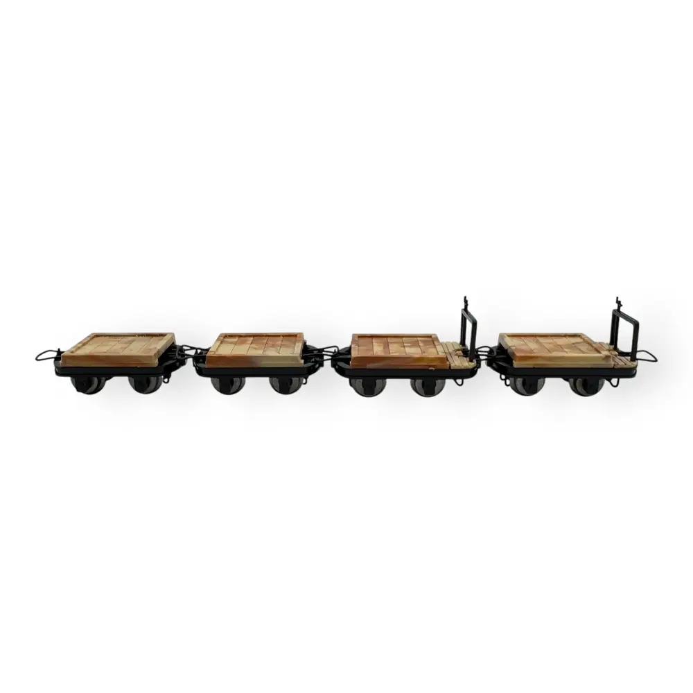 Lot de 4 wagons plats, 2 avec et 2 sans frein - Minitrains 3115 - HOe 1/87 - 2R - 3