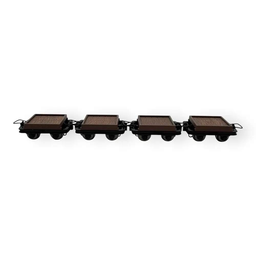 Lot de 4 wagonnets  à voie étroite - Minitrains 5108 - HOe 1/87 - Ep III - 2R - 3