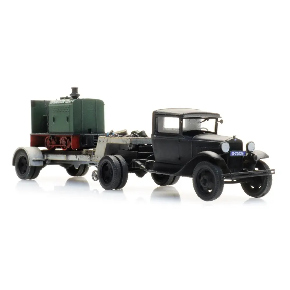 Semi-remorque Ford AA avec locomotive Deutz - ARTITEC 387.556 - HO 1/127 - 2
