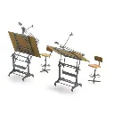 2 tables et chaises d'architecte, prêt à l'emploi - Artitec 387.474 - HO 1/87 - 5