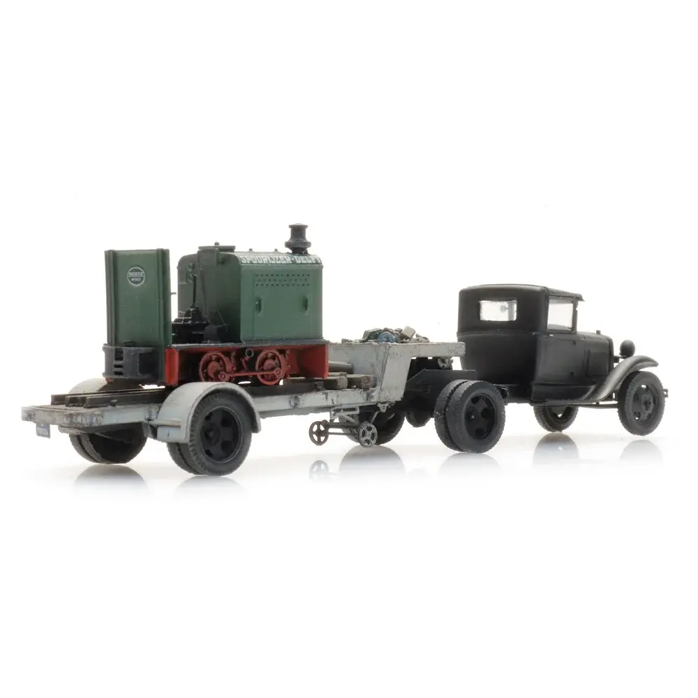 Semi-remorque Ford AA avec locomotive Deutz - ARTITEC 387.556 - HO 1/127 - 3
