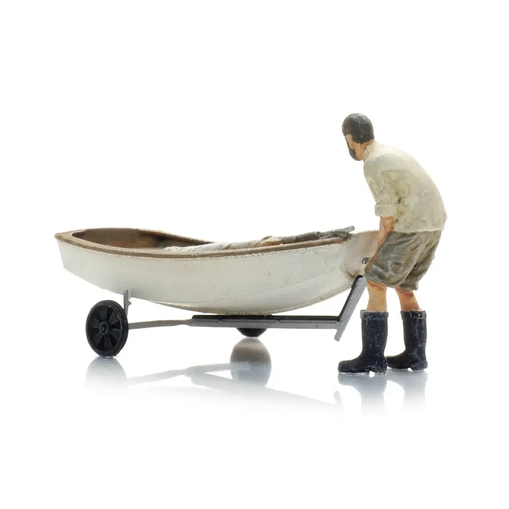 Voilier avec remorque et 1 figurine - Artitec AR387.582 - HO 1/87 - 3