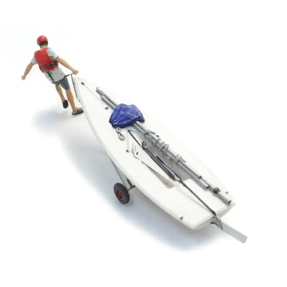 Voilier Laser sur remorque + figurine - AR387.595 - H0 1:87 - 2