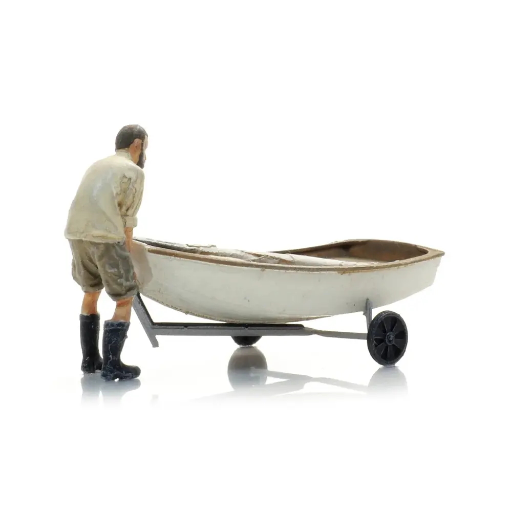 Voilier avec remorque et 1 figurine - Artitec AR387.582 - HO 1/87 - 2