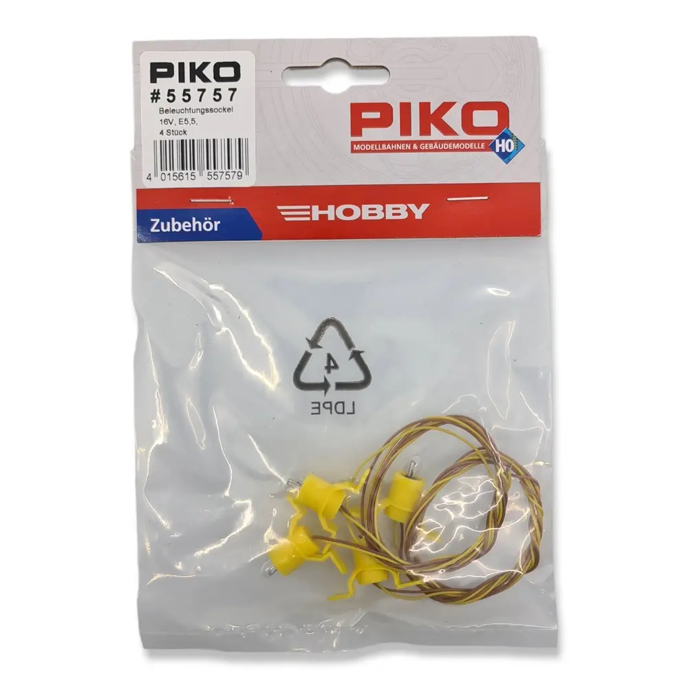 Pack de 4 culots à vis avec ampoule Piko 55757- HO 1/87  - 16 V - 2