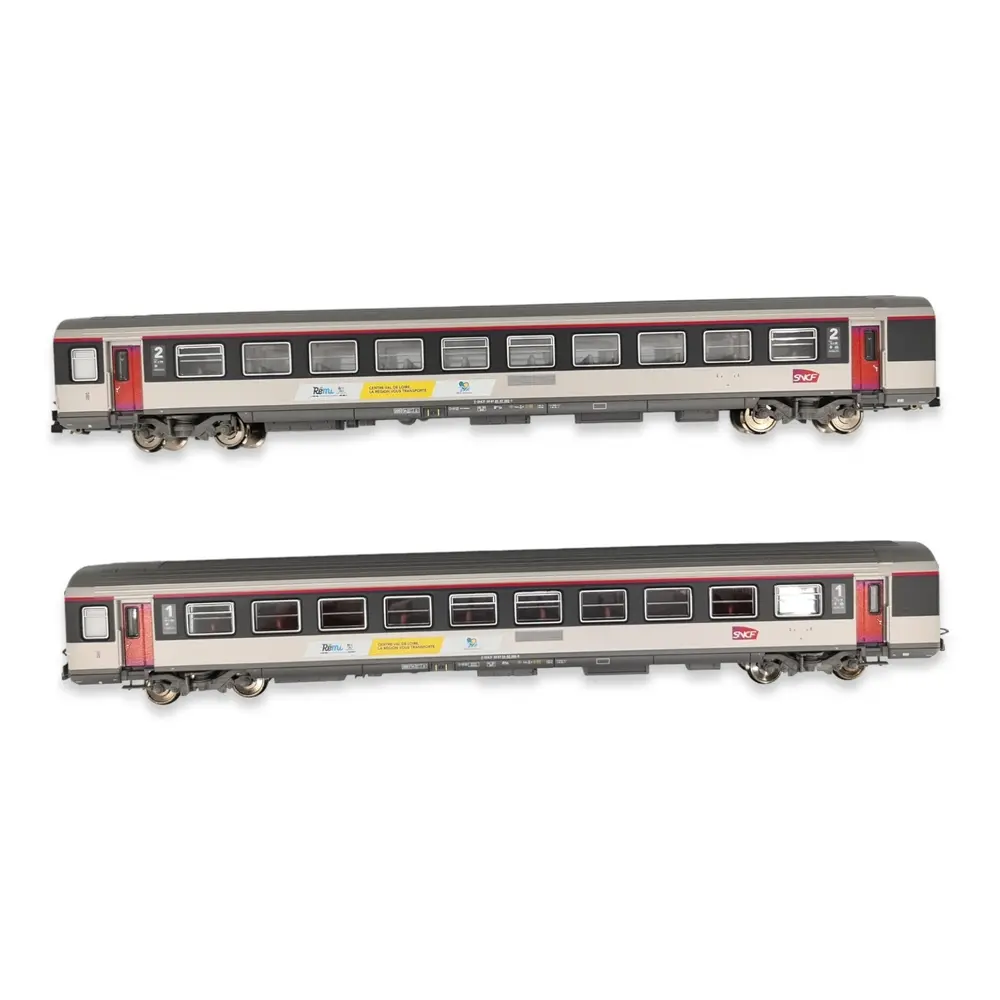 Set 2 voitures corail "Centre val de Loire" PIKO 97301 - HO 1/87 - EP VI - 1ère & 2nd classe - 3