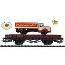 Wagon plat n°3 avec Camion Piko 58401C - HO 1/87 - SNCF - EP III - Coffret 20 ans SAI - 2