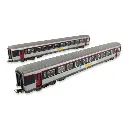 Set 2 voitures corail "Centre val de Loire" PIKO 97301 - HO 1/87 - EP VI - 1ère & 2nd classe - 2