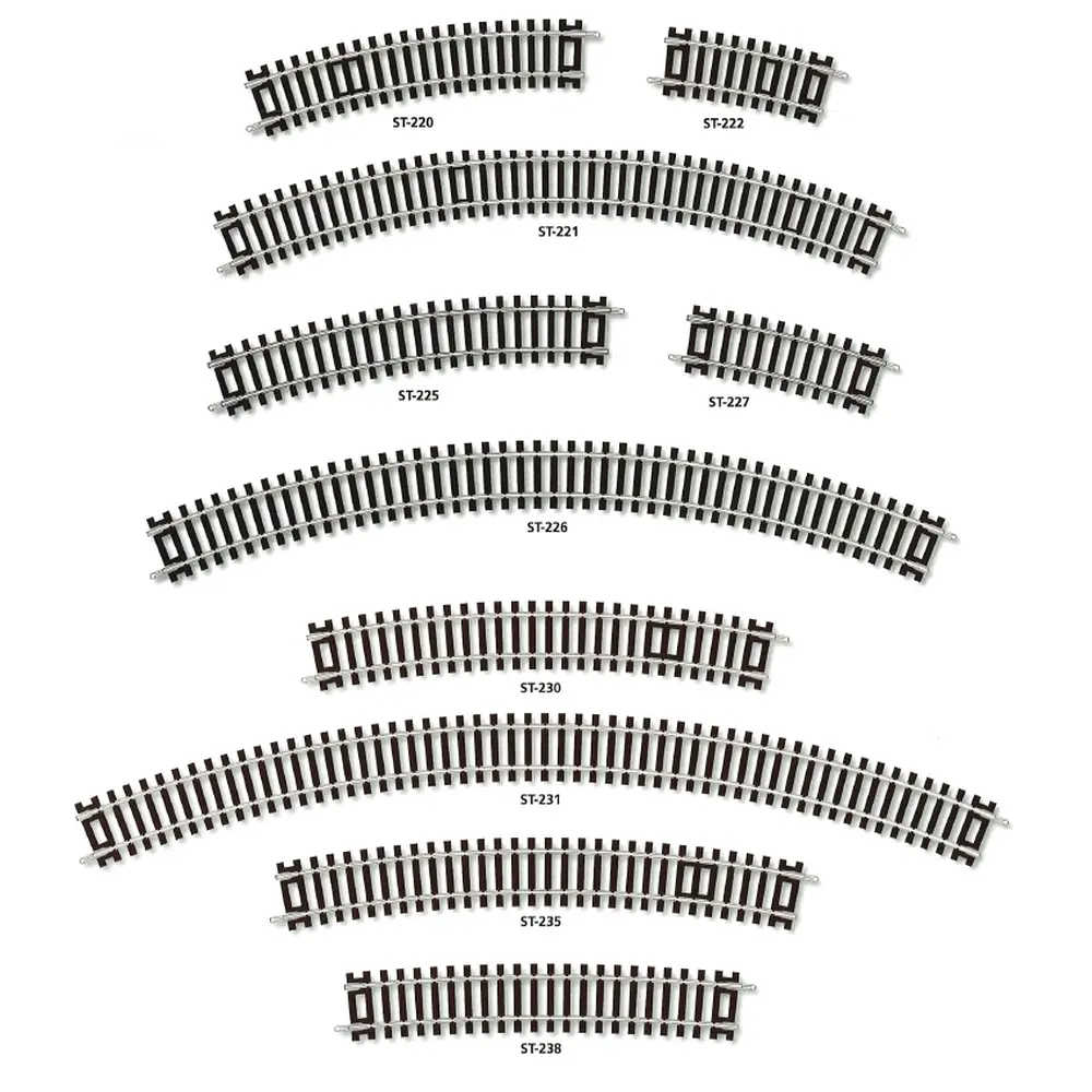Rail courbe rayon 371 mm 22,5° - Peco ST220 - HO : 1/87 - Code 100 - 2