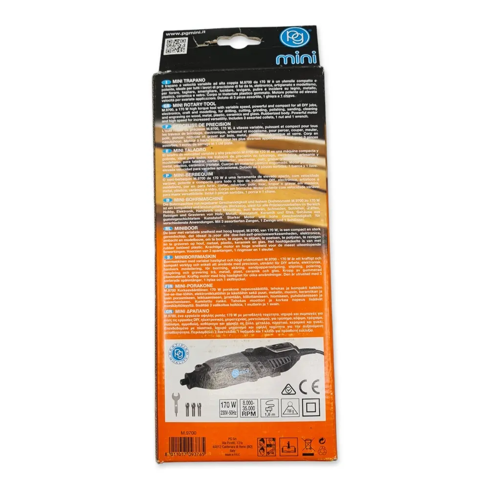 Kit perceuse 170 W, 3 pinces, 1 écrou et 1 clé PG Mini M9700 - 3