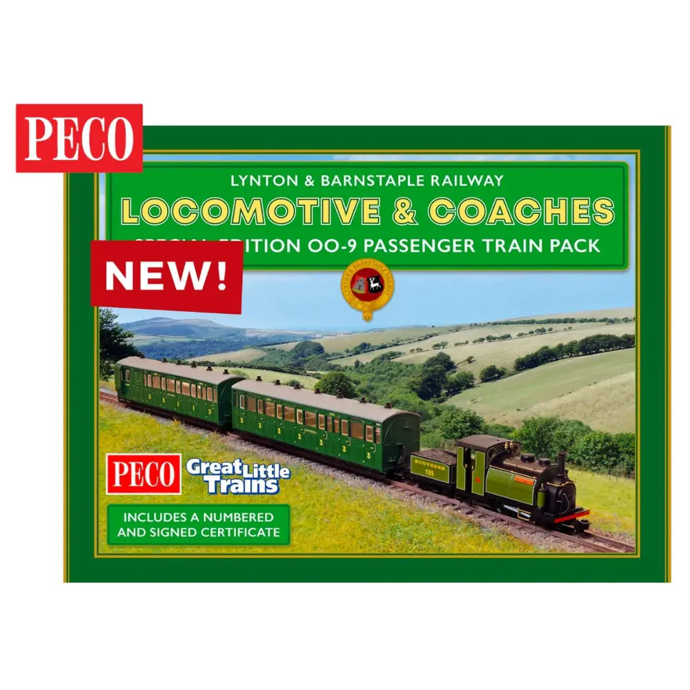 Locomotive à vapeur « Exmoor Pony » et voiture édition spéciale pack train de voyageurs - Peco GR1003 - OO 1/76 - Analogique - 2