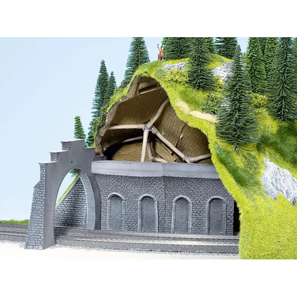 2 Murs intérieurs de tunnel - Courbe - Gris - NOCH 58031 - Échelle HO / HOe / HOm - 100 x 48 x 110 mm - 5