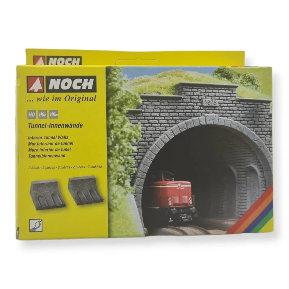 2 Murs intérieurs de tunnel - Courbe - Gris - NOCH 58031 - Échelle HO / HOe / HOm - 100 x 48 x 110 mm - 4