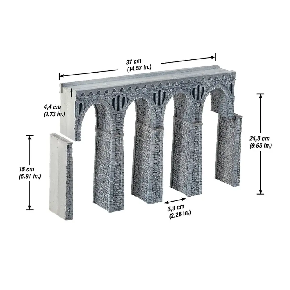 Viaduc en pierre - Noch 58660 - HO 1/87 - 37x24,5x4,4 cm - 2