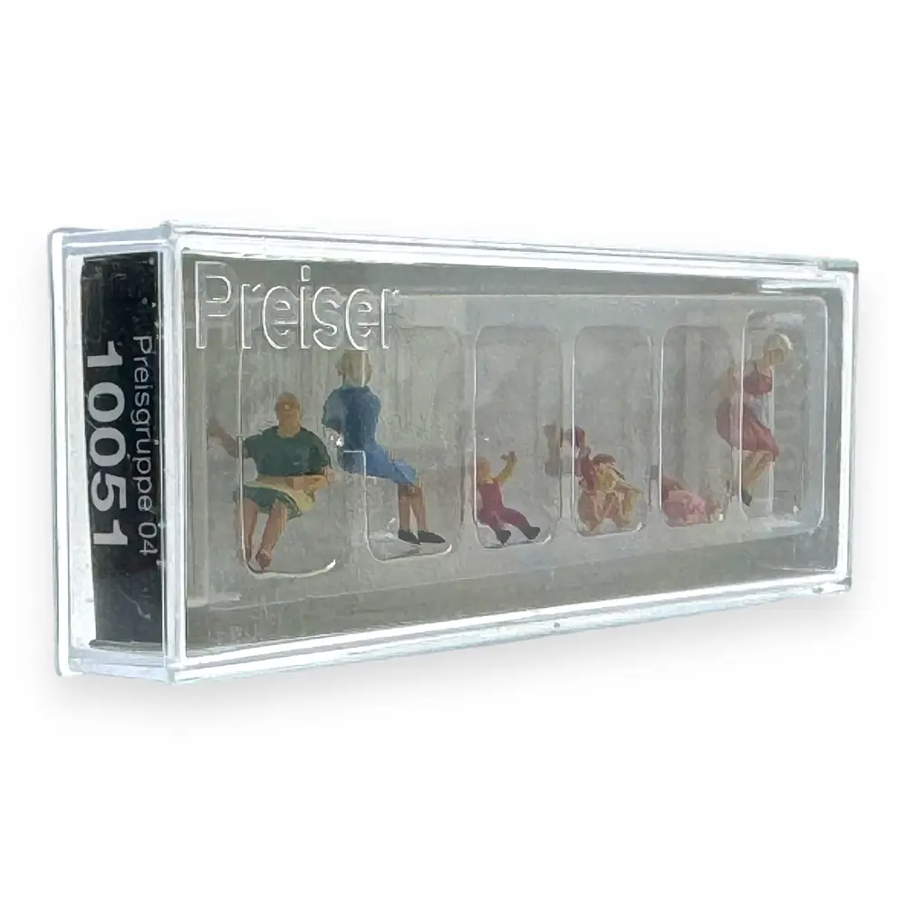 Pack de 3 Mères assises, 4 enfants assis et 2 bancs - Figurine - PREISER 10051 - Échelle HO : 1/87ème - 2