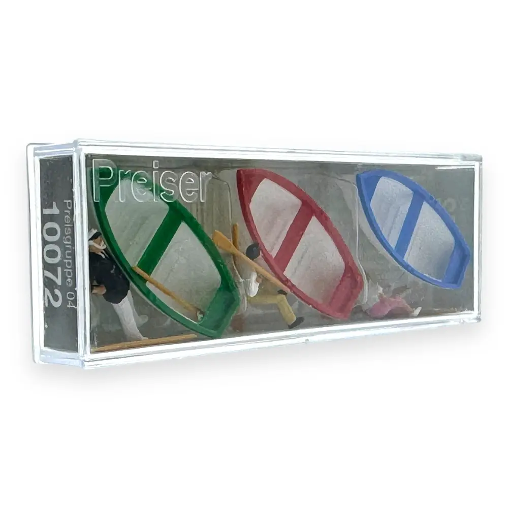 Pack de 3 Personnages avec 3 Barques - Figurine - PREISER 10072 - Échelle HO 1/87 - 2