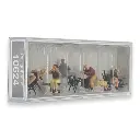 Lot de 6 personnages miniatures assis en train d'applaudir - Preiser HO 1/87 - 10624 - 2