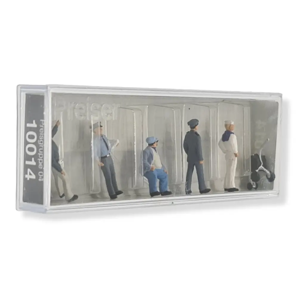 Lot de 5 travailleurs et un chariot de livraison PREISER 10014 - HO 1/87 - 2