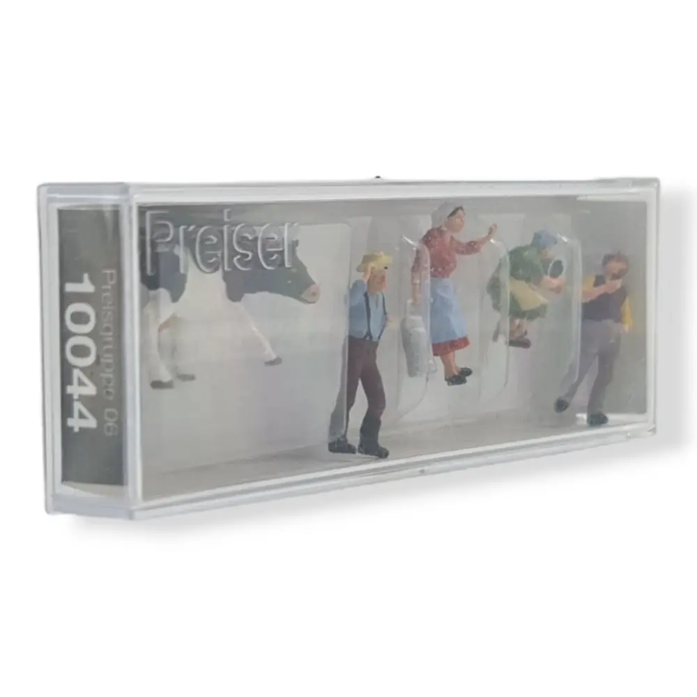 Pack de 4 Fermiers et 1 vache - Figurine - PREISER 10044 - Échelle HO : 1/87ème - 2
