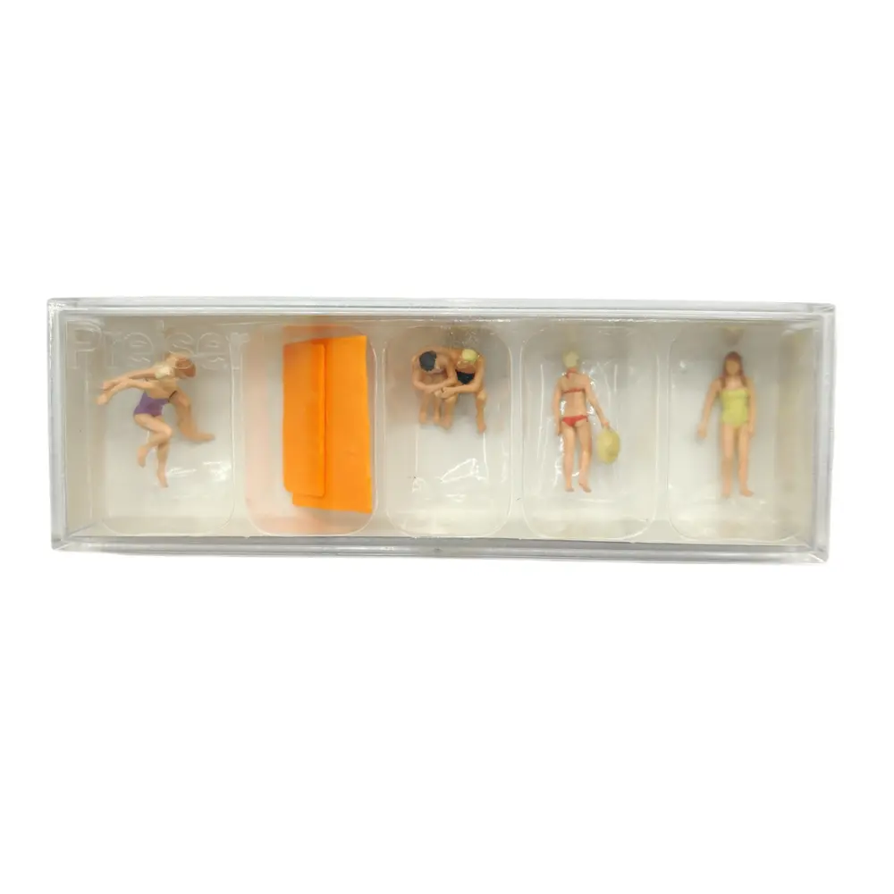 Lot de 6 personnages à la plage avec serviettes - Preiser 10671 - HO 1/87 - 2