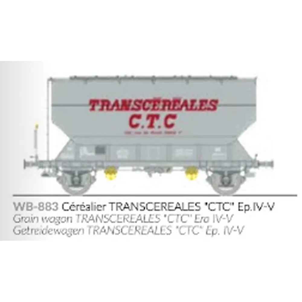 Wagon céréalier FAUVET-GIREL TRANSCEREALES « CTC » - Ree Modèles WB883 - HO 1/87 - SNCF - Ep IV/V - 2R - 2