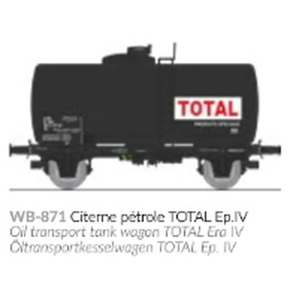 Wagon citerne pétrole TOTAL - Ree Modèles WB871 - HO 1/87 - SNCF - Ep IV - 2R - 2