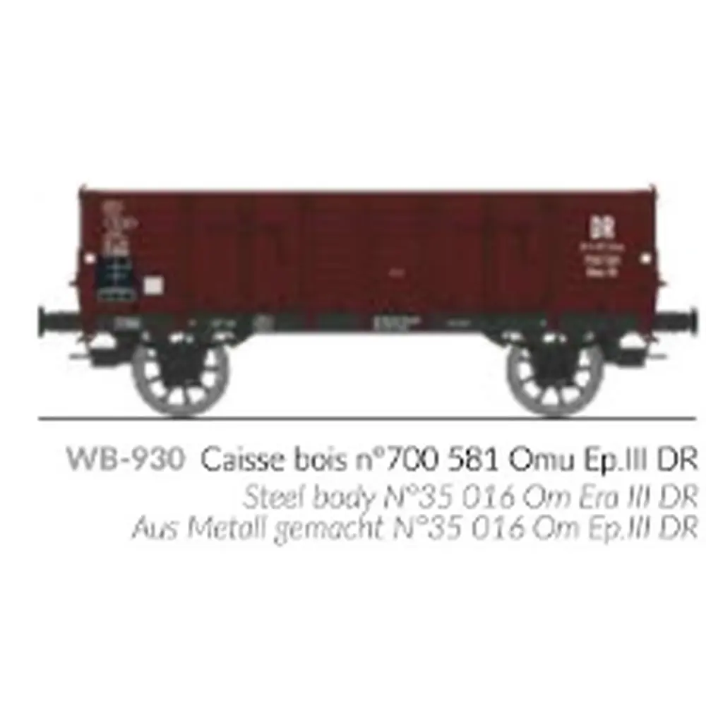 Wagon tombereau Ludwigshafen caisse bois N°700 581 Omu - Ree Modèles WB930 - HO 1/87 - DR - Ep III - 2R - 2