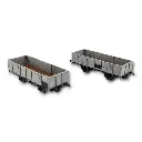 Deux wagons tombereau de la PLM avec 4 portes en bois gris - REE Modèles WB-811, HO 1/87e - 2