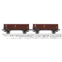 Set de 2 wagons tombereaux Ludwigshafen caisse bois N°34-19-82 et métallique N°33-68-10 - Ree Modèles WB931 - HO 1/87 - DR - Ep IV - 2R - 2