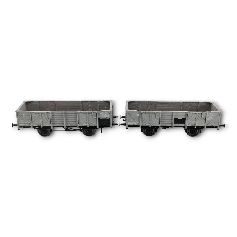 Deux wagons tombereau de la PLM avec 4 portes en bois gris - REE Modèles WB-811, HO 1/87e - 4