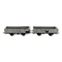 Deux wagons tombereau de la PLM avec 4 portes en bois gris - REE Modèles WB-811, HO 1/87e - 4