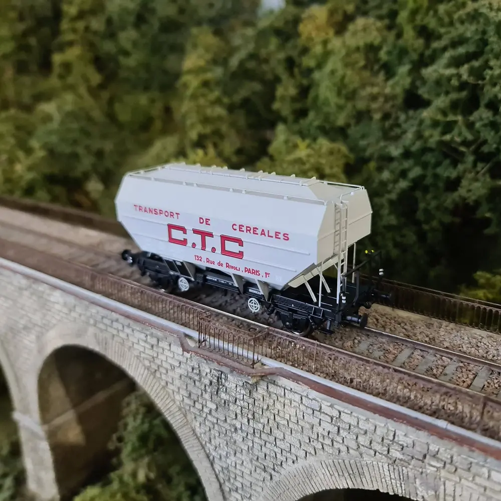 Wagon céréalier CTC gris, châssis noir - REE MODELES WB724 SNCF HO 1/87 - EP III - 5