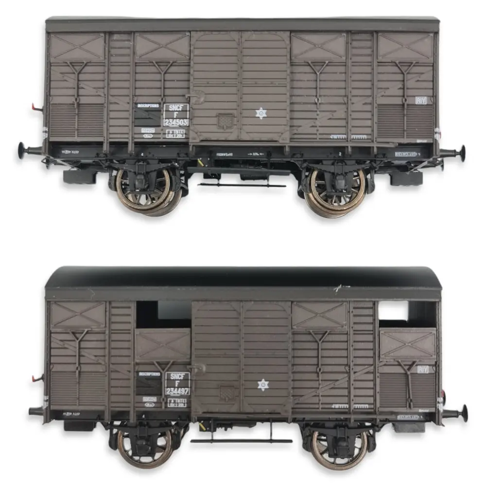 Set 2 Wagons ex-couverts primeurs 20T PLM REE Modèles WB739 - HO 1/87 - SNCF - EP III - 3