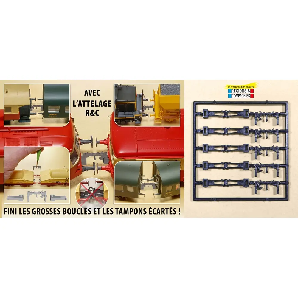 5 attelages à vis à élongation variable - Régions & Compagnies VOIA61 - HO 1/87 - 3