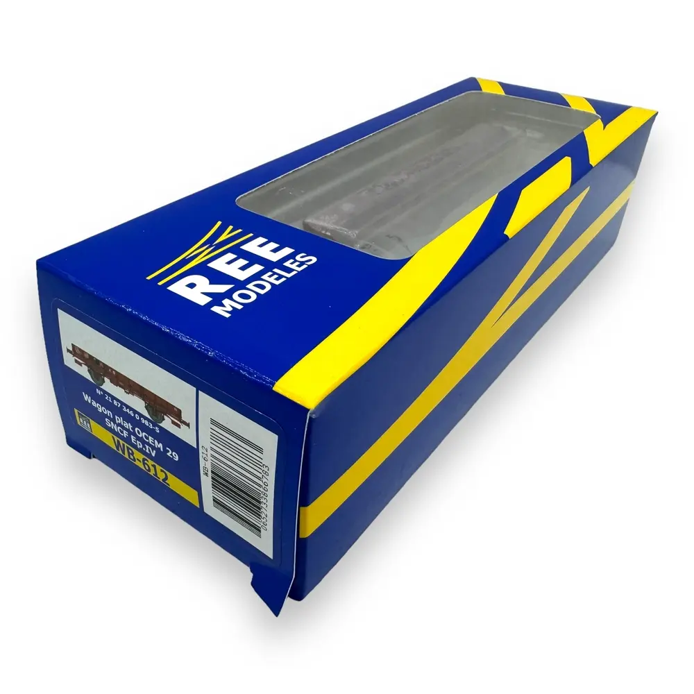 Wagon plat OCEM 29 - Ree Modèles WB-612 - HO 1/87 - SNCF - Ep IV - 2R - 4