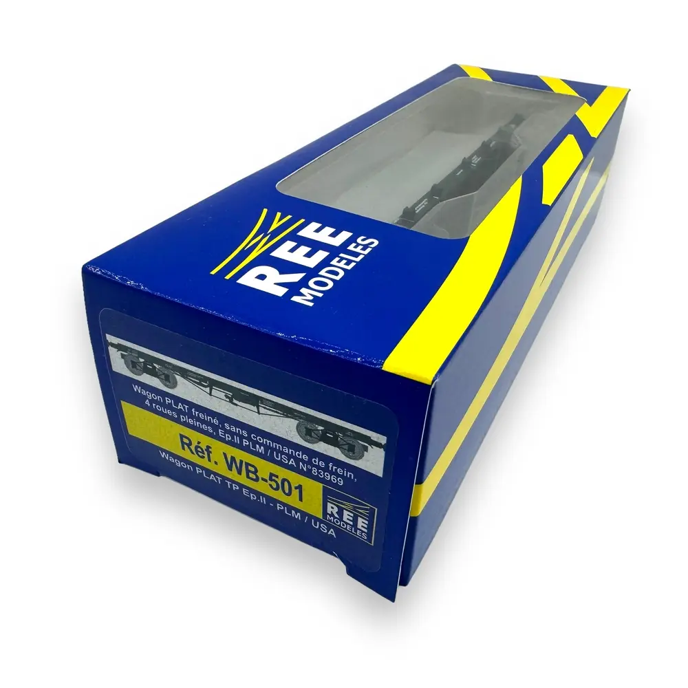 Wagon plat TP - Ree Modèles WB-501 - HO 1/87 - PLM USA - Ep II - 2R - 4
