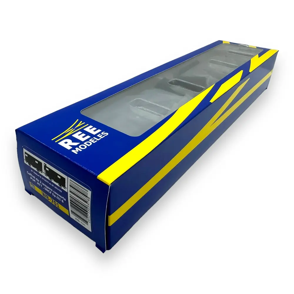 Coffret de 2 wagons couverts PLM 20T - Ree Modèles WB-701 - HO 1/87 - SNCF - Ep III - 2R - 4