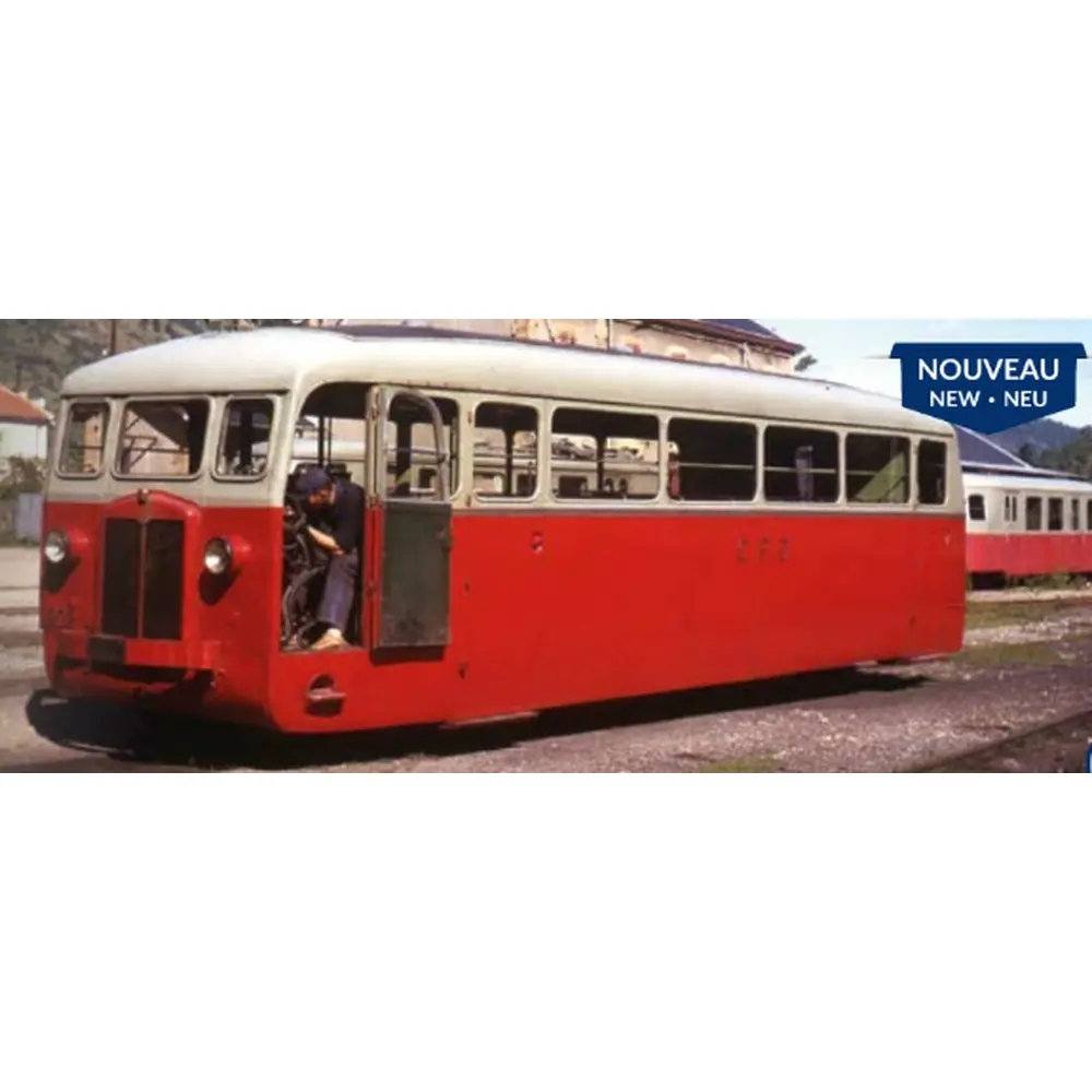 Autorail De Dion type ND Vivarais-Lozère N°201, 2 phares, sans aérateurs, rouge/gris perle - Ree Modèles VM053 - HOe/HOm 1/87 - CFD - Ep III - Analogique - 2R - 3
